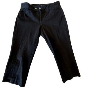 Chaps Capris Black Zip Fly Silver Button Waist Some Stretch Size 8P